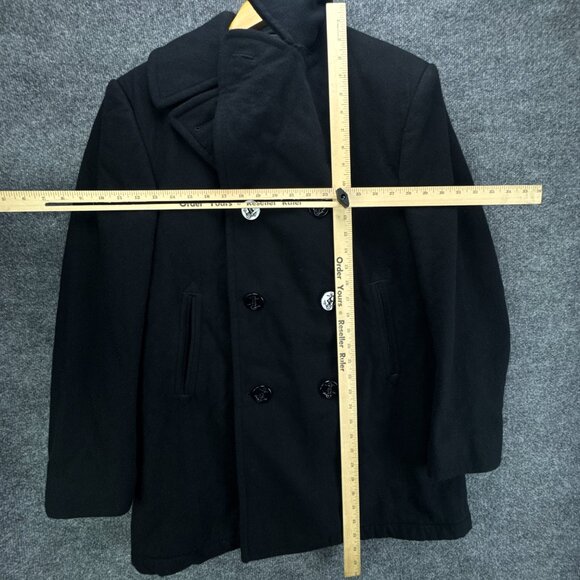 USN DSCP Quarterdeck Wool Overcoat Peacoat Mens‎ 40L Black Double Breasted - Picture 11 of 14